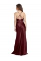 High Neck Halter Long Sleeveless Stretch Satin Formal Dress with Strappy Back UK