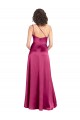 Sleek One Shoulder A-Line Long Stretch Satin Formal Dress with Spaghetti Straps Back UK