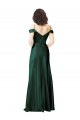 Off the Shoulder Sleeves Long Stretch Satin Formal Dress with Pleated Draped Neckline UK