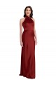 Backless Halter Long Stretch Satin Formal Dress UK