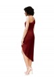 One Shoulder Midi Length Short Stretch Satin Wrap Style Cocktail Formal Dress UK
