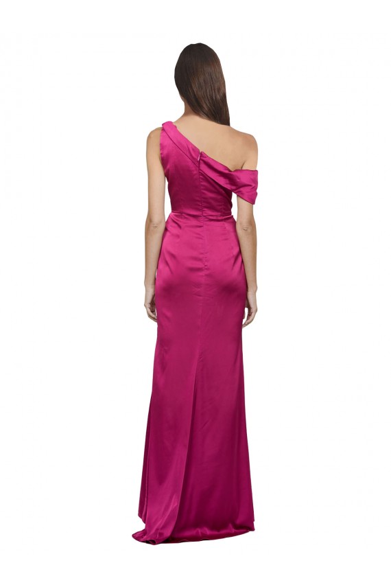 Off the Shoulder Short Sleeves Stretch Satin Formal Dress with Side Slit UK