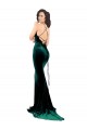 High Neck Stretch Velvet Formal Dress with Black Lace Embroidery UK