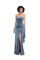 Strapless Velvet Maxi Formal Dress with Draped Skirt UK