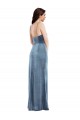 Spaghetti Strap Velvet Maxi Formal Dress with Draped Skirt UK