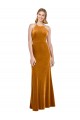Halter Neckline Long Full Length Velvet Formal Dress with Strappy Back UK