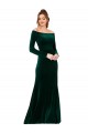 Off the Shoulder Long Sleeves Stretch Velvet Formal Dress UK