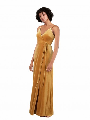 Romantic Velvet Floor Length Formal Dress with Wrap Detail UK