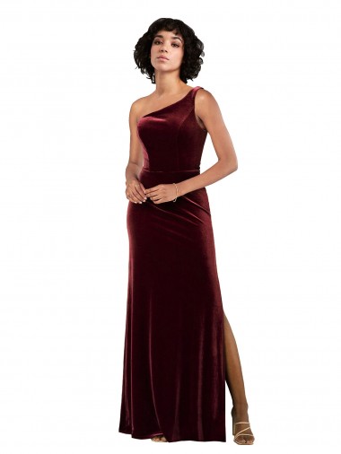 One Shoulder Floor-Length Velvet Formal Dress UK