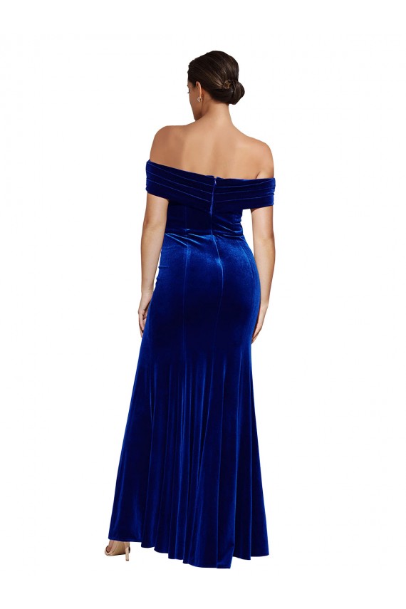 Full Length Long Velvet Formal Dress with Side Split UK