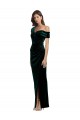 Long Asymmetric Neckline Ruched Velvet Formal Dress UK