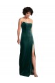 Scooped Strapless Long Velvet Formal Dress with Daring Side Slit UK